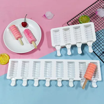 Ledų Popsicle Silikono Formų Su Lazdomis Namų Šaldiklyje Sulčių 4 Ląstelių Didelis Dydis Ledo Kubelių Padėklas Popsicle Ice Cream Maker