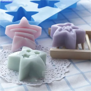 Moldes De Silicona Para Jabones Artesanales 6 Cavities Stars Shape Silicone Soap Molds Soap Making Set Cake Chocolate Mold