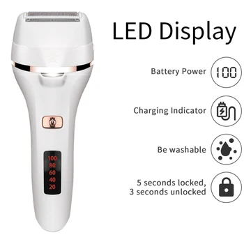 Elektrinis Skustuvas Moterims USB Plaukų Valiklis Bikini Žoliapjovės Greito Įkrovimo Neskausmingas Vandeniui LED Ekranas, Žoliapjovės, Visą Kūną.