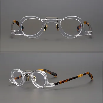 Derliaus ovalo formos Rankų darbo Acetato akiniai Vyrų retro Akiniai, Rėmeliai Moterų Trumparegystė, skaidraus lęšio Optinės Recepto Skaitymo veidrodis