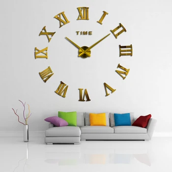 3D Sieninis Laikrodis Modernaus Dizaino Namų Dekoro Didelis Romėnų Veidrodis Mados Kvarciniai Laikrodžiai Kambarį 