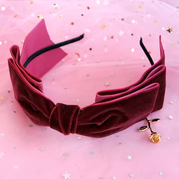 Princesė saldus lolita hairband Originalus klasikinis aksominis lankelis pakabukas tamsiai vyno raudona lankas Lolita hairband mados moterų YYJ042