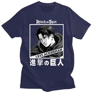 Japonų Anime Ataka Titan T-shirt Vyrai Shingeki No Kyojin Juokinga Levi 