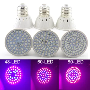 LED Augalų Auga šviesos pilno spektro Gėlių auginimo lempos lemputė E27 kambarinių augalų svogūnėliai fito lempos Hydroponic apšvietimas