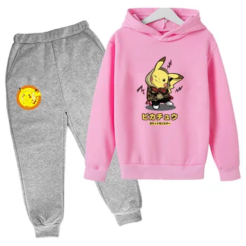 Rudenį Vaikų Hoodie Pikachu Hoodie Baby Girl Drabužiai Anime 