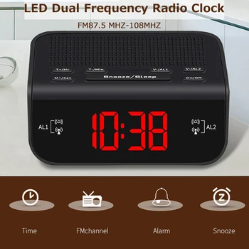 Mini FM Radijo Darbalaukio Radijo LED Ekranas Imtuvas Paramos Laiko ekranas Dvigubas Žadintuvas Snooze/Miego Funkcija su ES Plug
