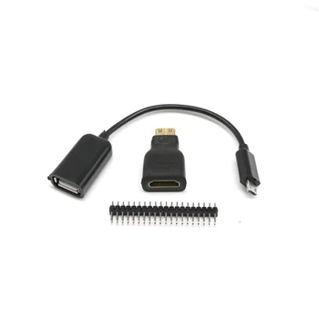 3in1 Himbeer Pi Nulio Rinkinys Mini HDMI auf HDMI Antraštės + Micro USB Adapteris + GPIO DE