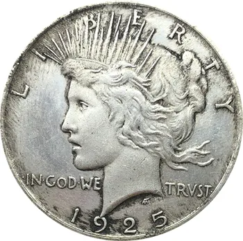 Jungtinių Amerikos Valstijų 1925 S Liberty Monetos Dievu Mes Pasitikime 1 Vieno Taikos Doleris Cupronickel Sidabro Padengtą Kopijuoti Monetas