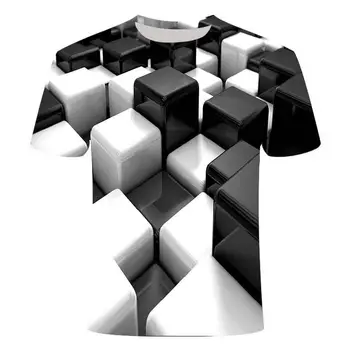 2021 Naują Trijų Dimensijų Išmaišykite Vyrų Marškinėlius 3D Atspausdintas Vasara O-Kaklo Kasdien Atsitiktinis Juokingi Marškinėliai Topai