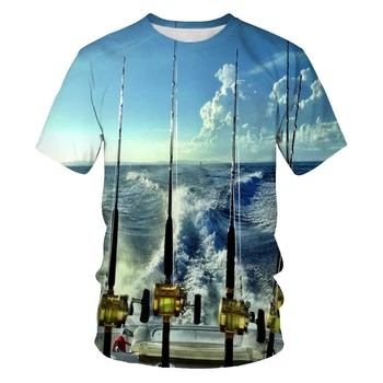 Vyriški 3D Print T-shirt Drabužis 3D Žuvies Spausdinti Laisvalaikio Stiliaus XXL-6XL Vasaros Naują 2021
