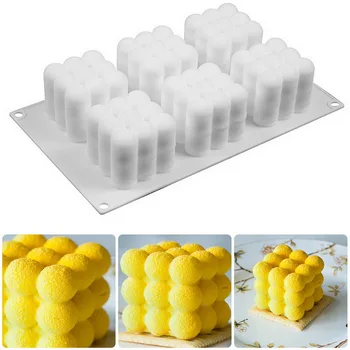 6/15 Ertmių Mini 3D Cube Kepimo Mousse Cake Pelėsių Silikono Aikštėje Burbulas Desertas Formų Virtuvės Bakeware Žvakė Gipso Liejimo formos